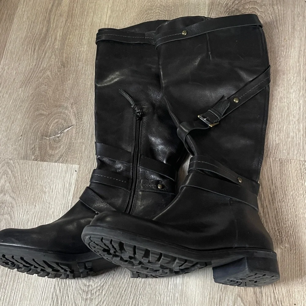 Anthropologie Daughters of the Liberation black calf leather boots 8.5